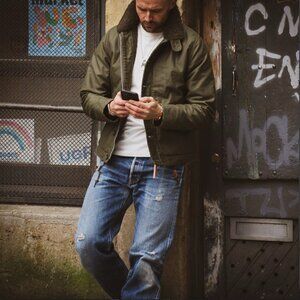 Iron Heart Oiled Whipcord N1 Deck Jacket - Olive Medium